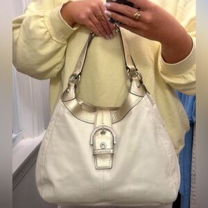 COACH cream and gold large leather hobo bag!